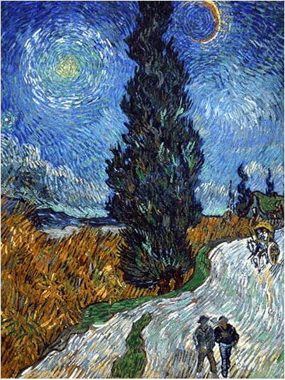 Reprodukce obrazu Vincent van Gogh - Country Road in Provence by Night