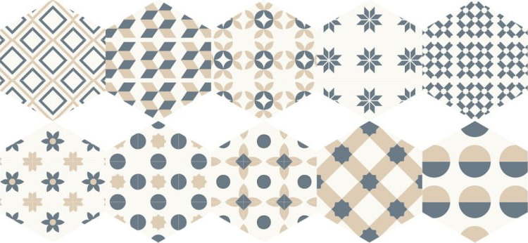 Sada 10 samolepek na podlahu Ambiance Hexagons Gotzone