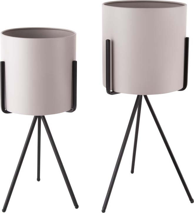 Sada 2 šedých železných květináčů na podstavci PT LIVING PT LIVING