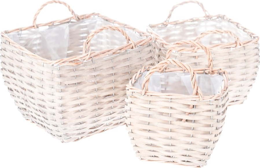 Sada 3 bílých proutěných květináčů Dakls Square Dakls