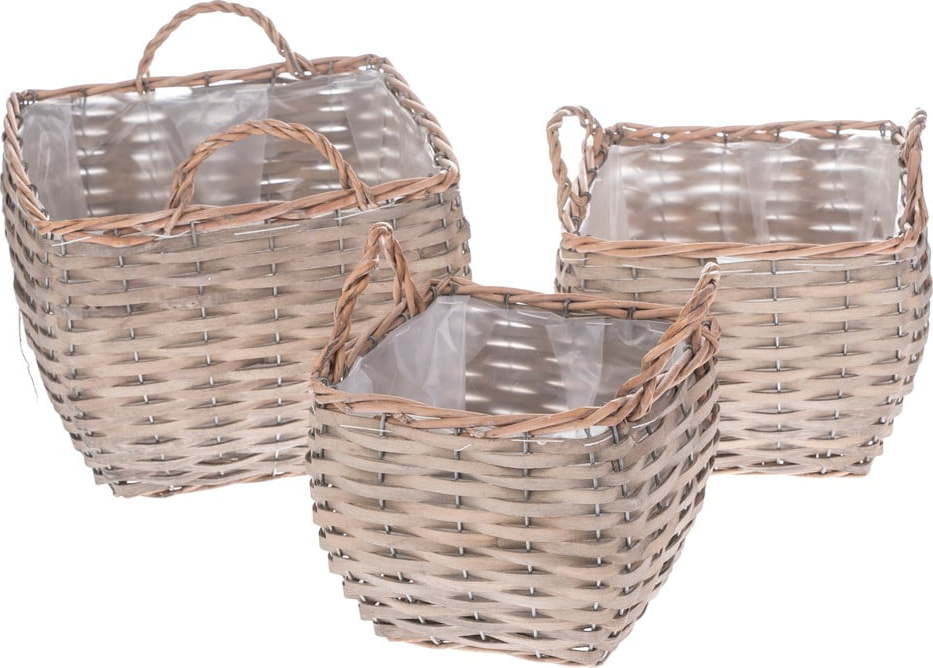 Sada 3 šedých proutěných květináčů Dakls Square Dakls