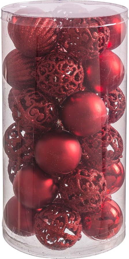 Sada 30 vánočních ozdob v červené barvě Unimasa Mixto