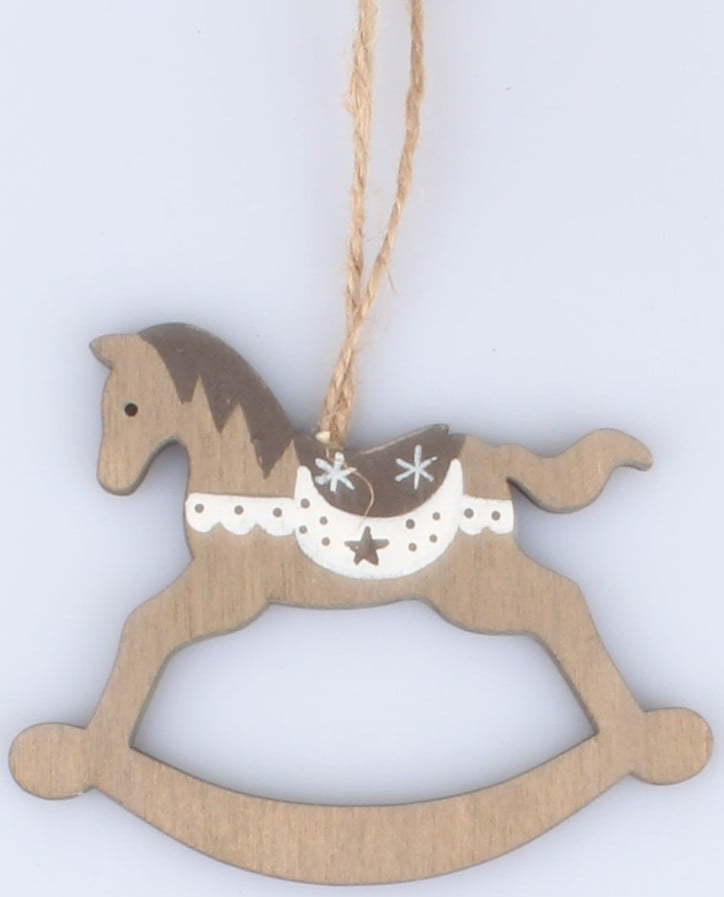 Sada 5 závěsných dřevěných dekorací ve tvaru houpacího koně Dakls Dakls