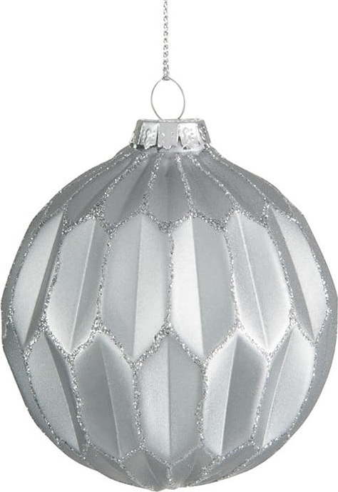 Sada 6 skleněných vánočních ozdob ve stříbrné barvě J-Line Glitter J-Line