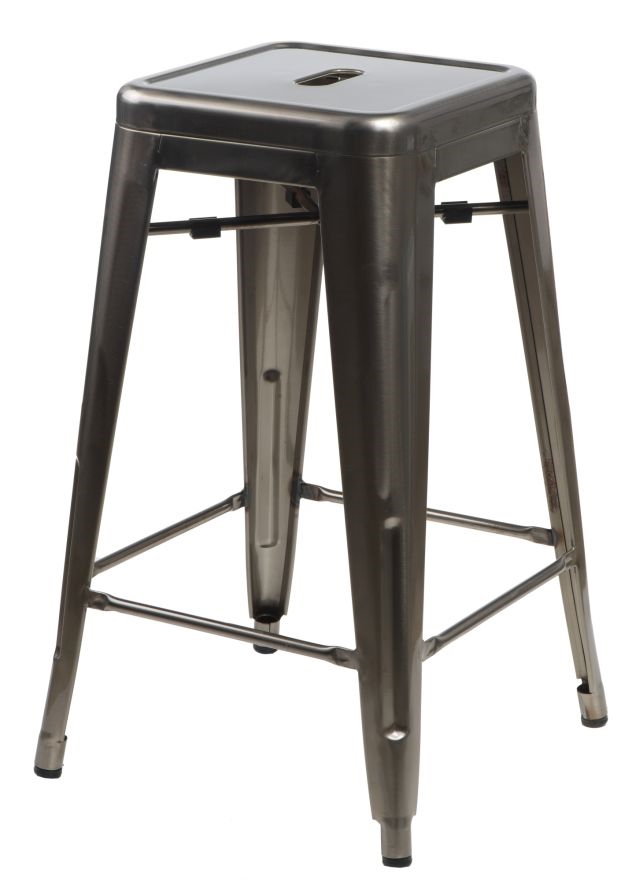 Culty Metalicky šedá kovová barová židle Tolix 66 cm Culty
