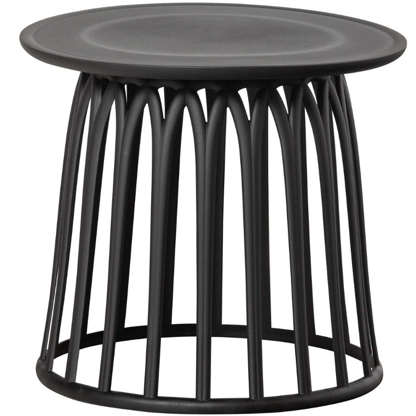 Hoorns Černý plastový zahradní odkládací stolek Brian 50 cm Hoorns