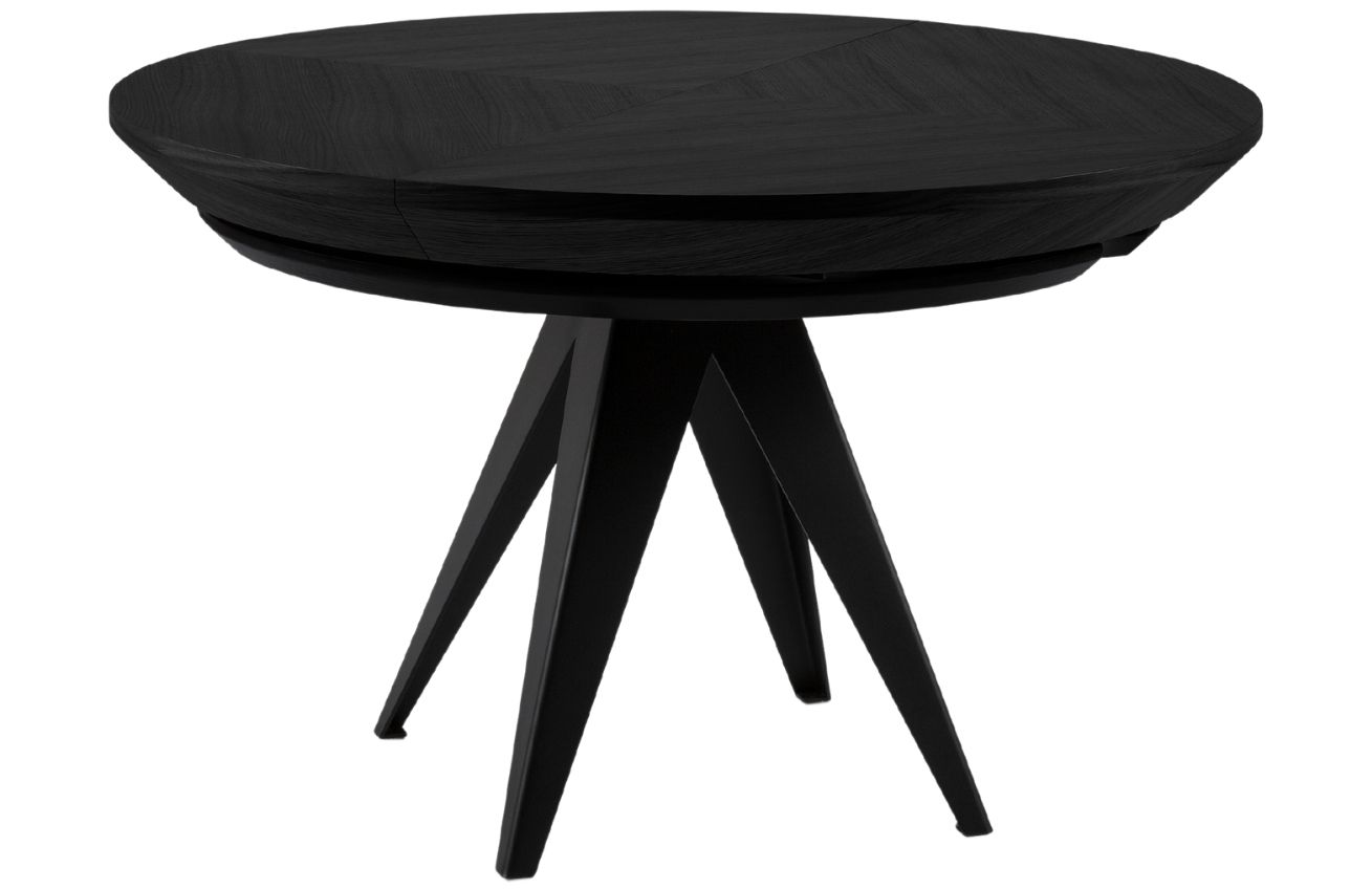Černý dubový rozkládací jídelní stůl Windsor & Co Magnus 120 x 120-220 cm Windsor & Co
