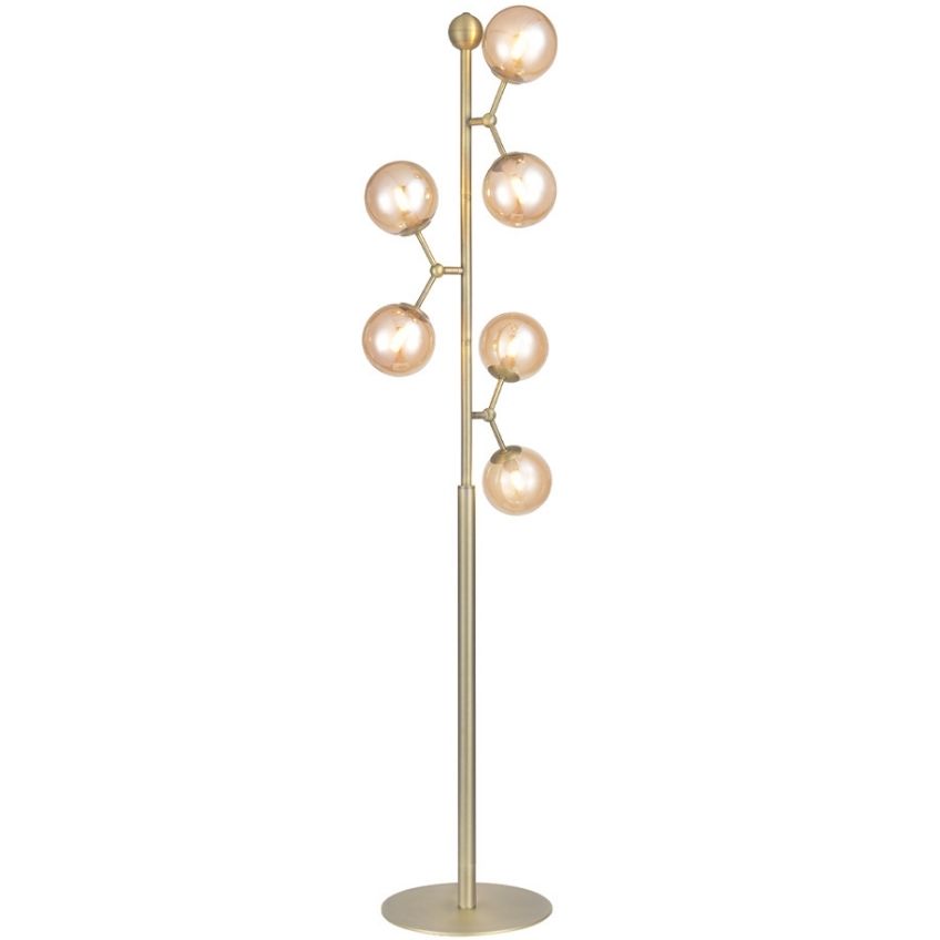 Jantarově hnědá skleněná stojací lampa Halo Design Atom 155 cm Halo Design