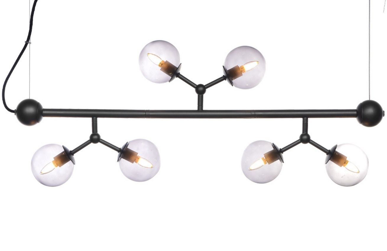 Kouřově šedé skleněné horizontální závěsné světlo Halo Design Atom 80 cm Halo Design