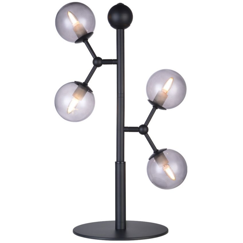 Kouřově šedá skleněná stolní lampa Halo Design Atom Halo Design