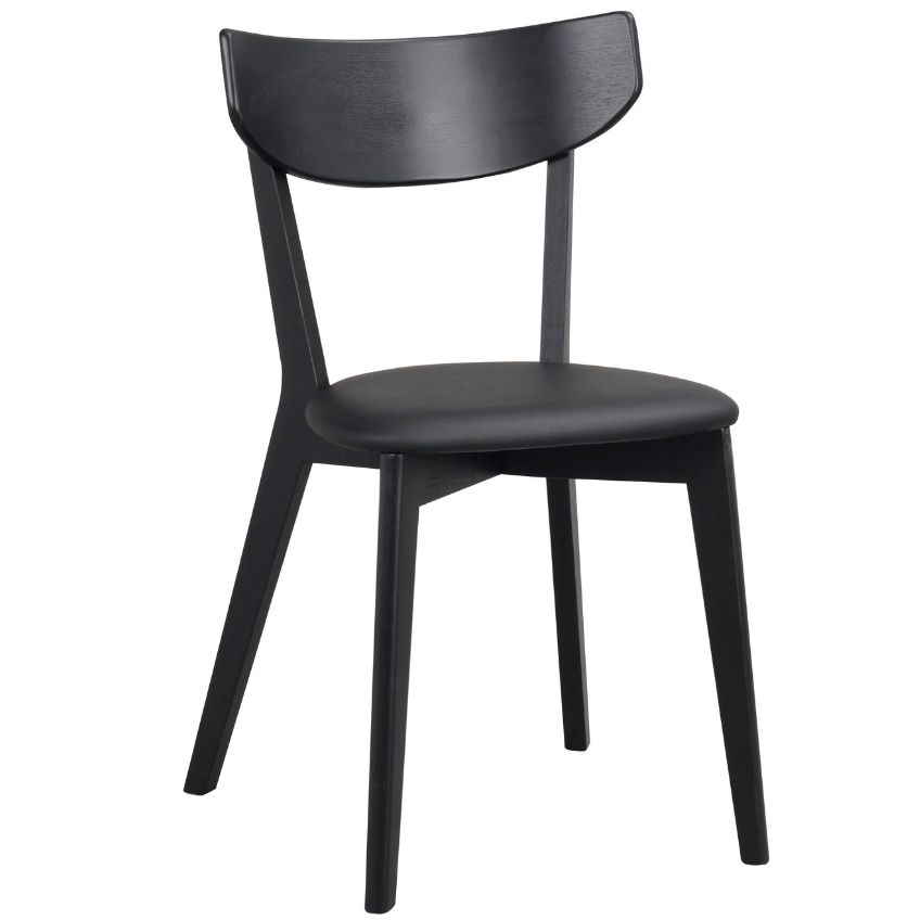 Černá jasanová jídelní židle ROWICO AMI s koženkovým sedákem ROWICO