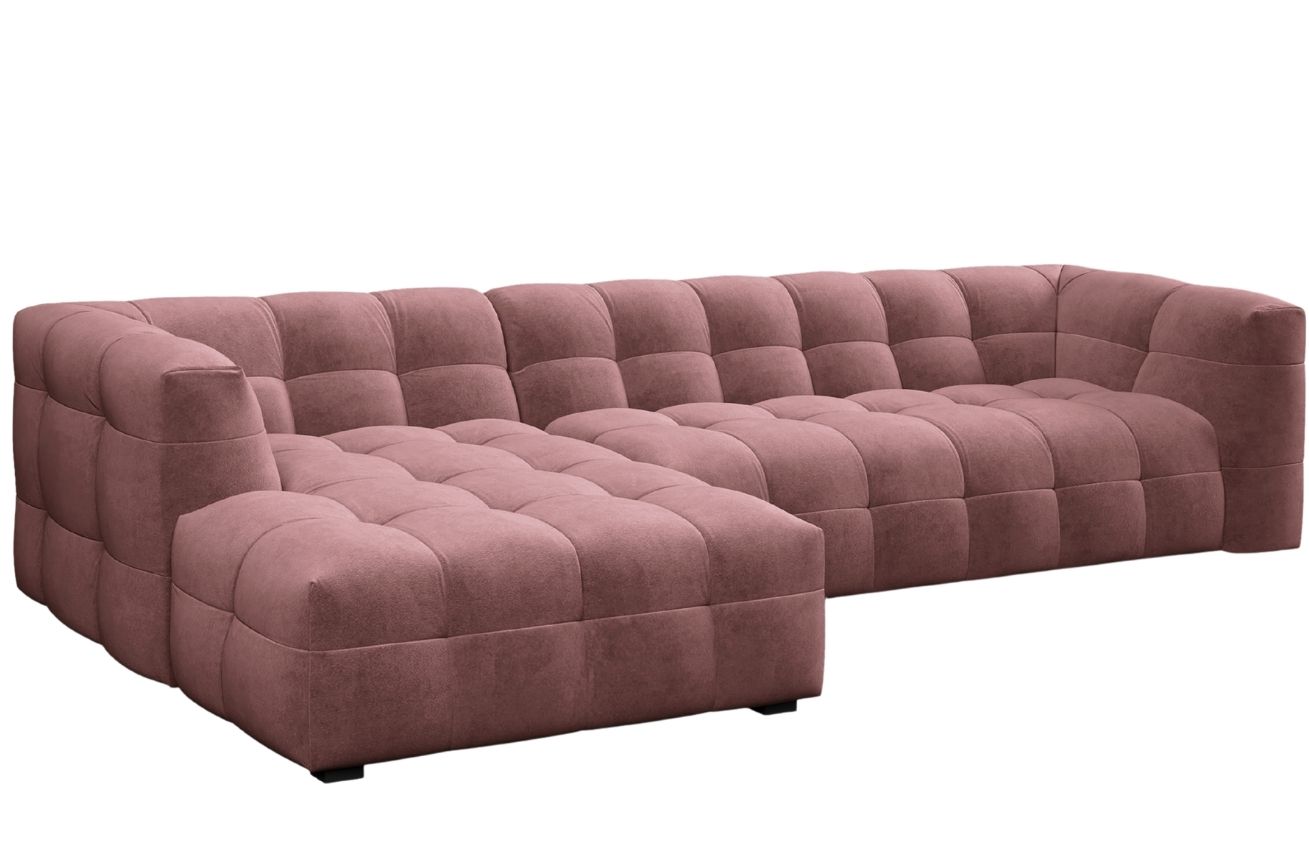 Růžová sametová pětimístná rohová pohovka Windsor & Co Vesta 320 cm