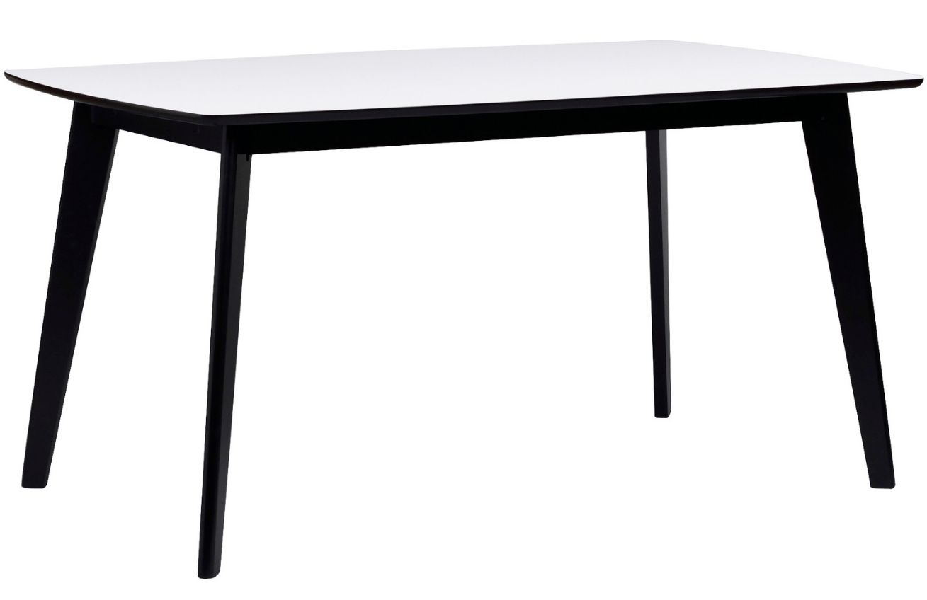 Bílý lakovaný jídelní stůl ROWICO OLIVIA s černou podnoží 150 x 90 cm ROWICO