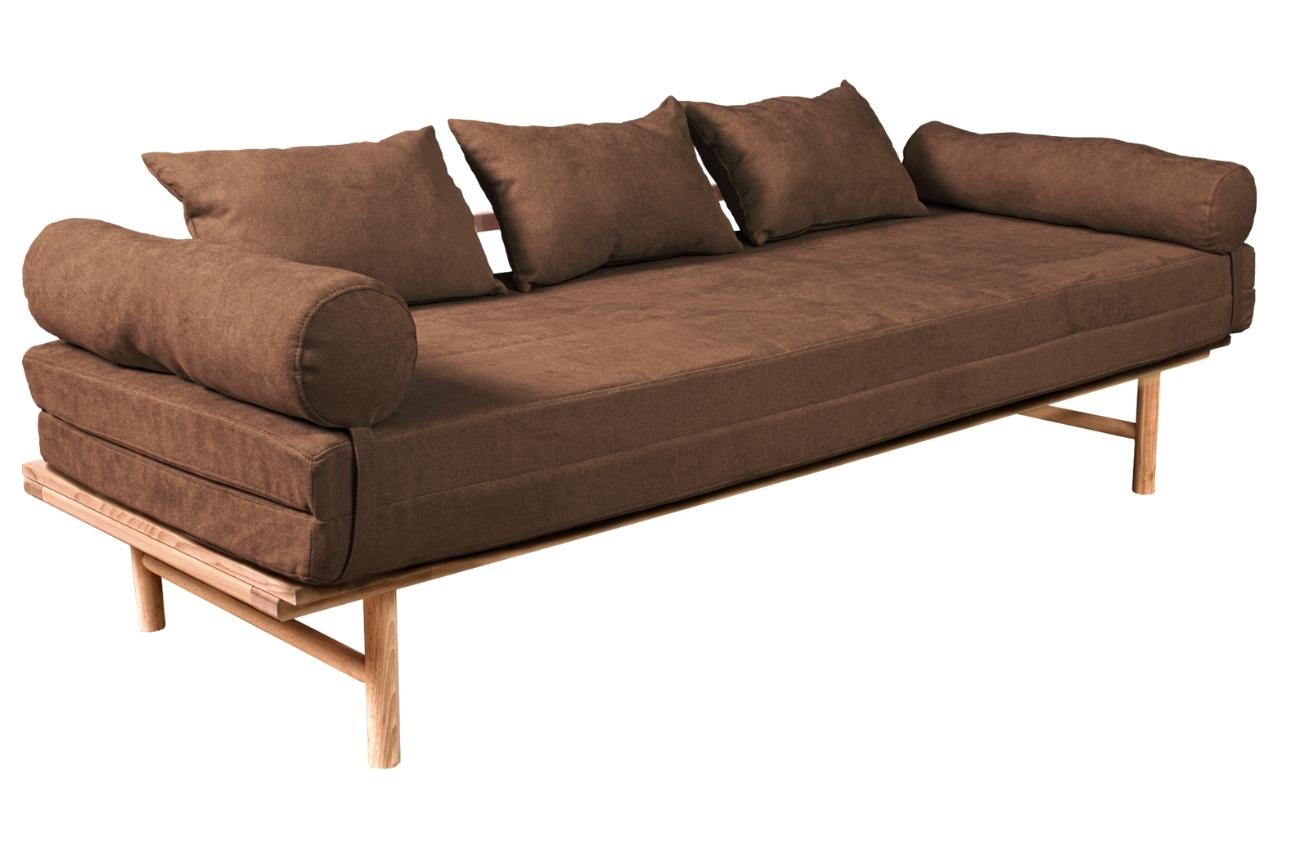 Hnědá látková dvoumístná rozkládací pohovka WOODMAN Home Le MAR 201 cm WOODMAN Home