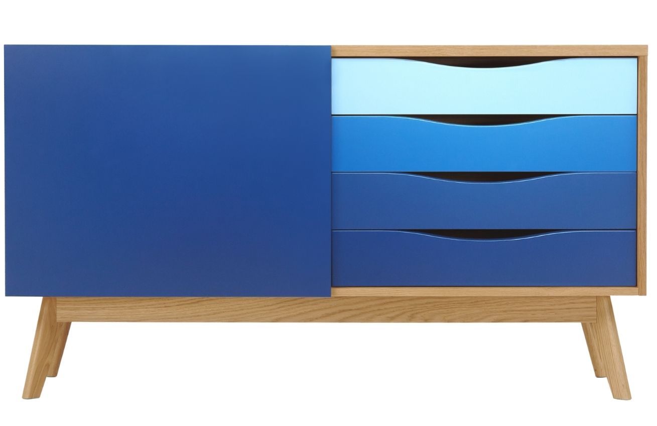 Modrá dubová komoda Woodman Avon 128 x 42 cm Woodman