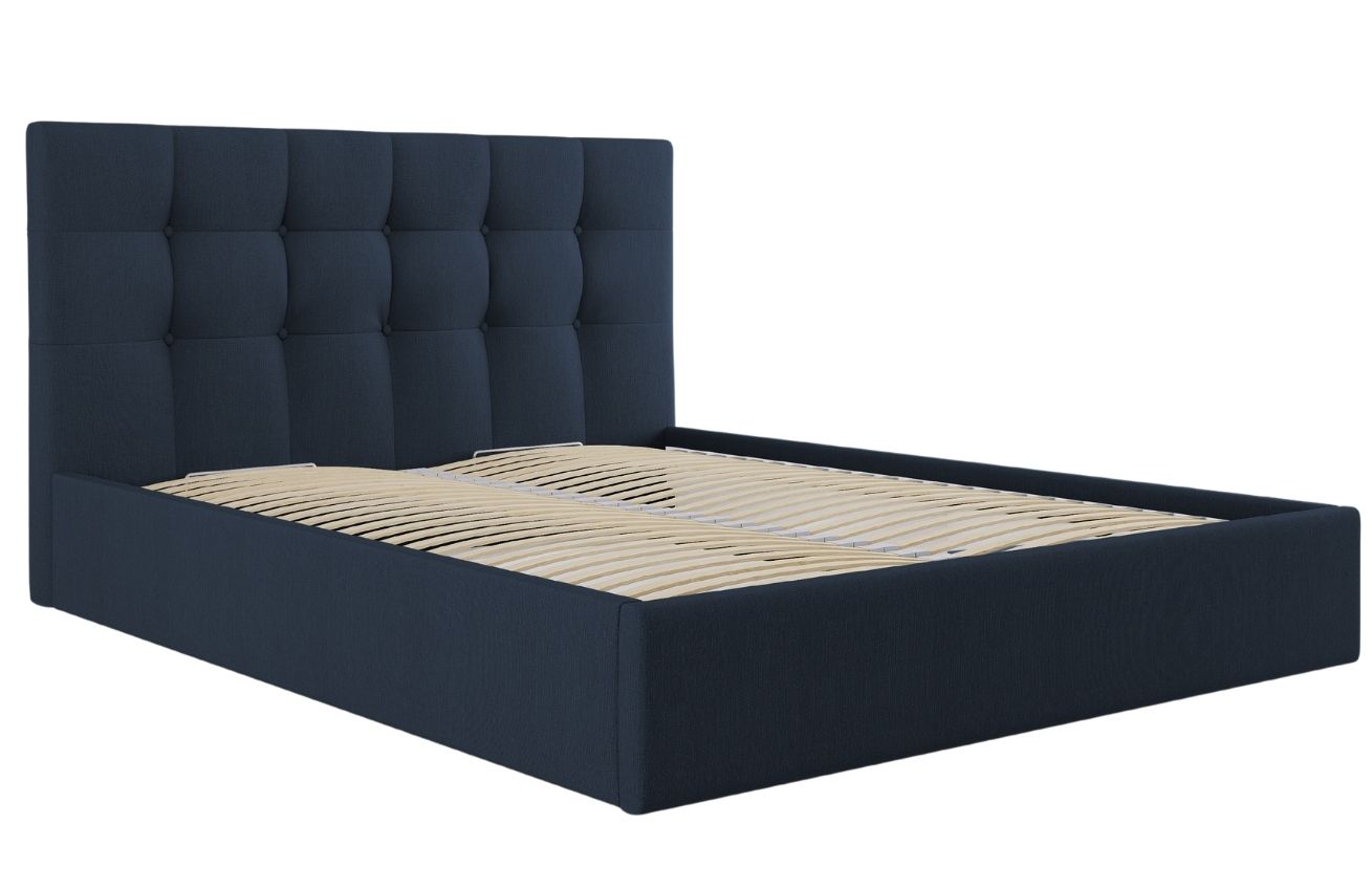 Modrá látková dvoulůžková postel MICADONI Phaedra 140 x 200 cm Micadoni
