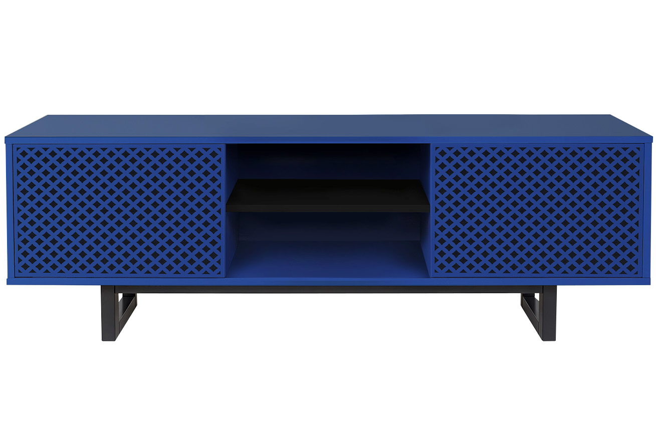 Tmavě modrý lakovaný vzorovaný TV stolek Woodman Camden 150 x 40 cm Woodman