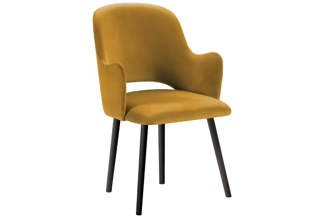 Žlutá sametová jídelní židle MICADONI MARIN MICADONI
