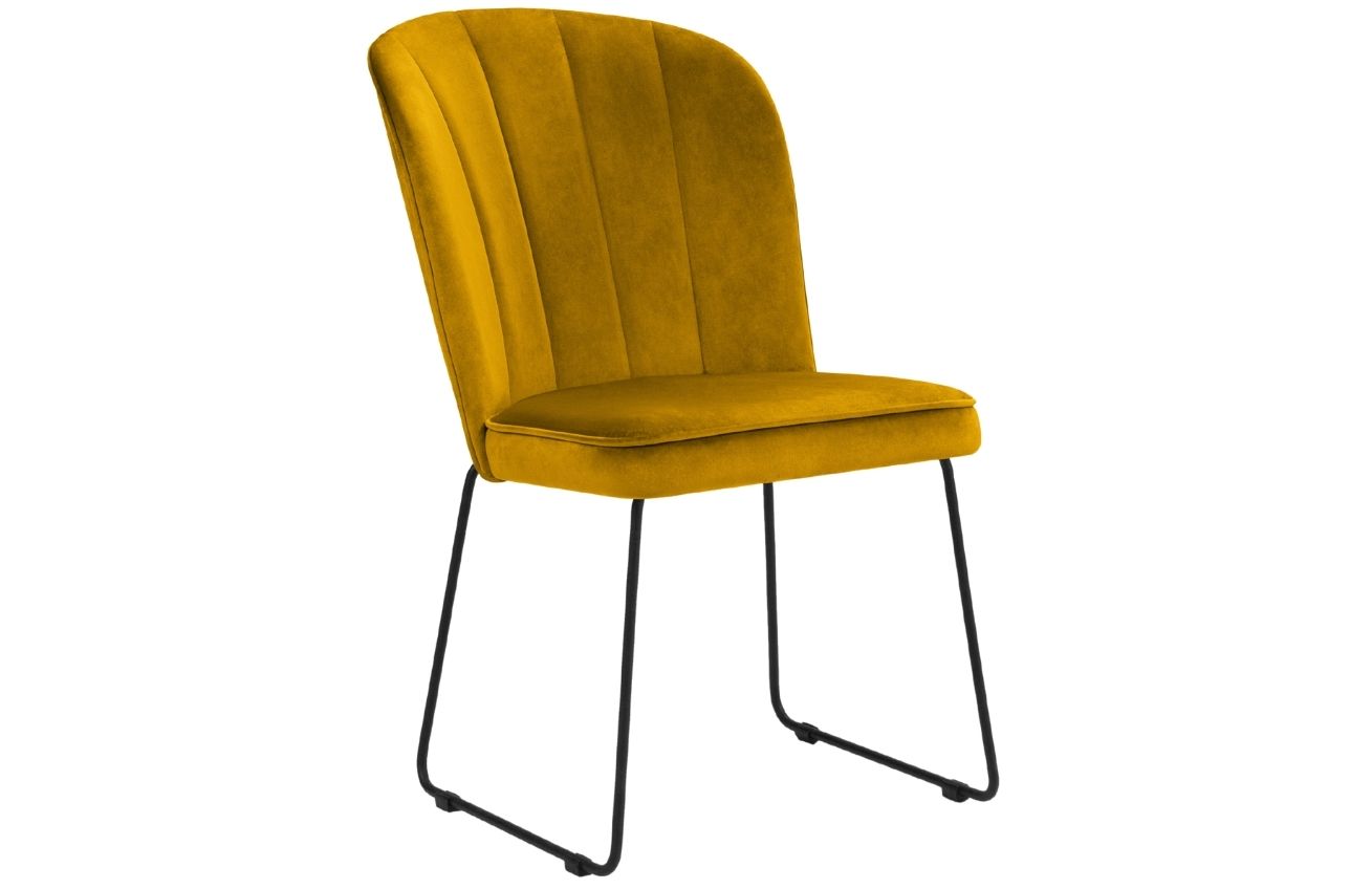 Žlutá sametová jídelní židle MICADONI CABRI MICADONI