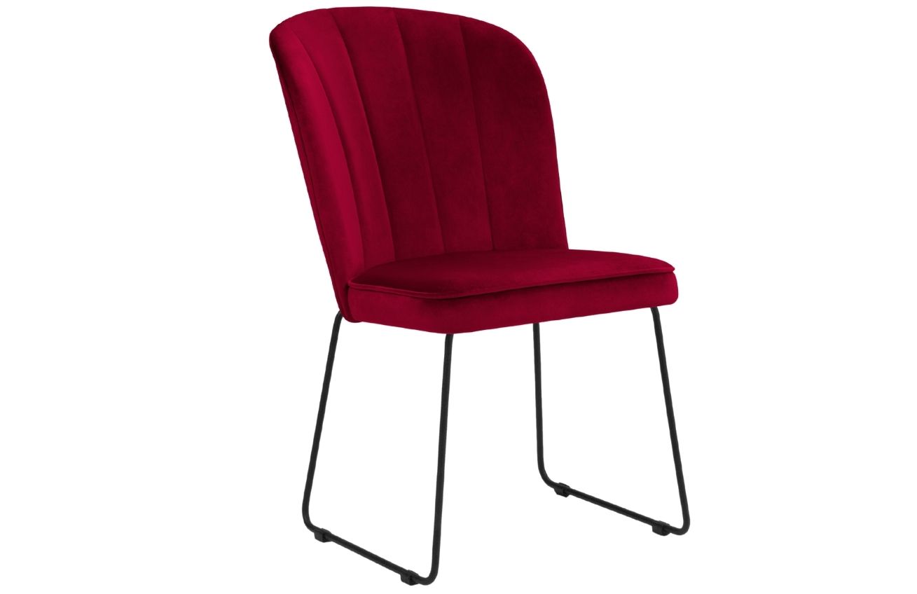 Červená sametová jídelní židle MICADONI CABRI MICADONI