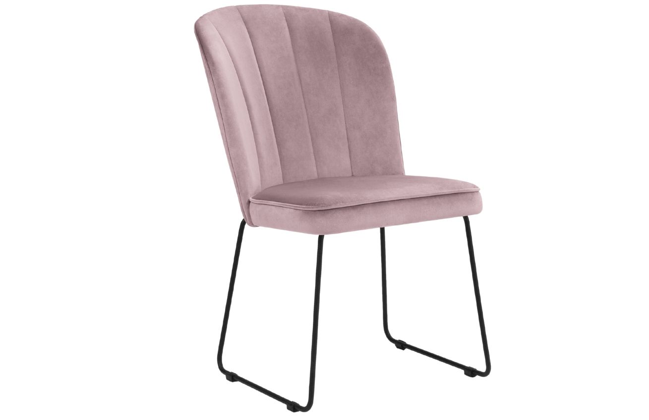 Růžová sametová jídelní židle MICADONI CABRI MICADONI