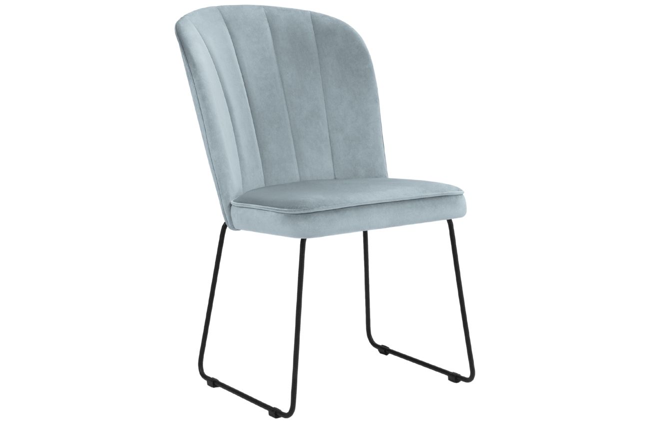 Světle modrá sametová jídelní židle MICADONI CABRI MICADONI