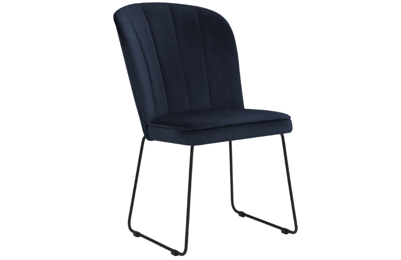 Tmavě modrá sametová jídelní židle MICADONI CABRI MICADONI
