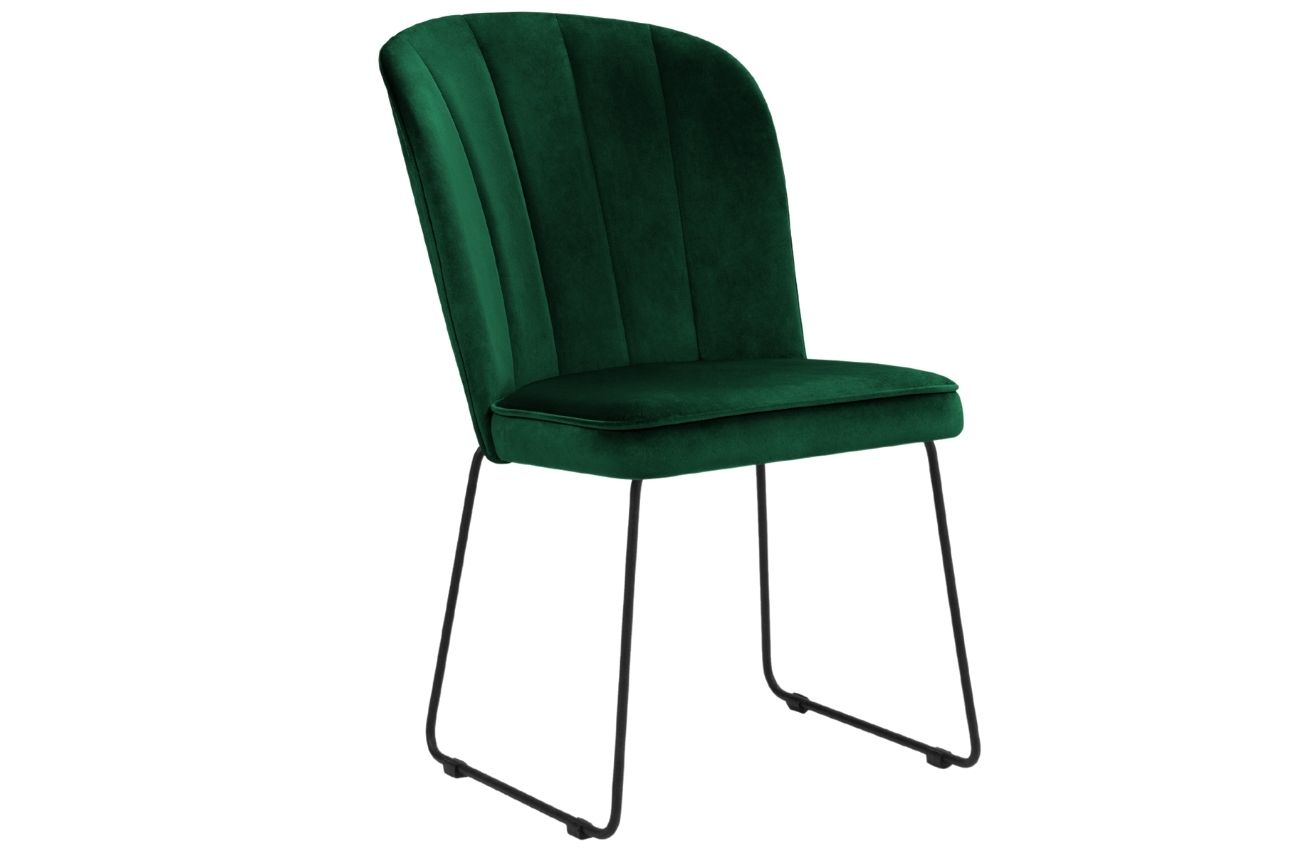 Tmavě zelená sametová jídelní židle MICADONI CABRI MICADONI
