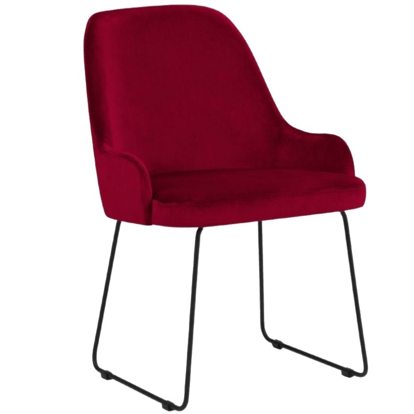 Červená sametová jídelní židle MICADONI OLIVINE MICADONI