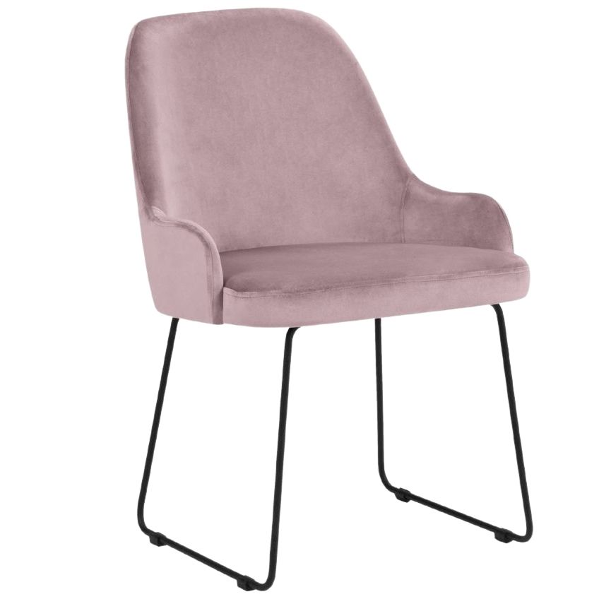 Růžová sametová jídelní židle MICADONI OLIVINE MICADONI