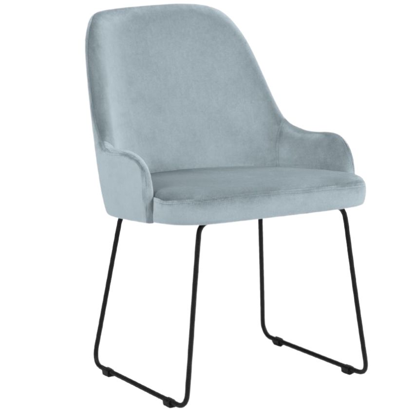 Světle modrá sametová jídelní židle MICADONI OLIVINE MICADONI