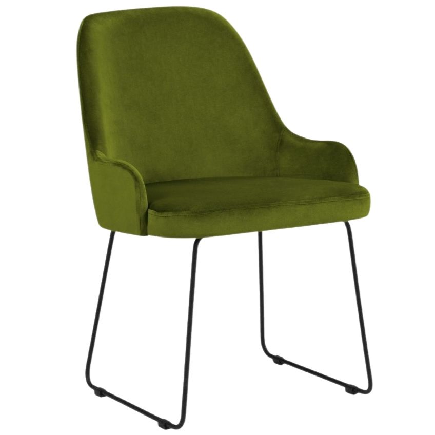 Zelená sametová jídelní židle MICADONI OLIVINE MICADONI