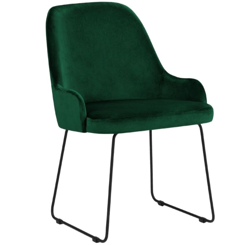 Tmavě zelená sametová jídelní židle MICADONI OLIVINE MICADONI