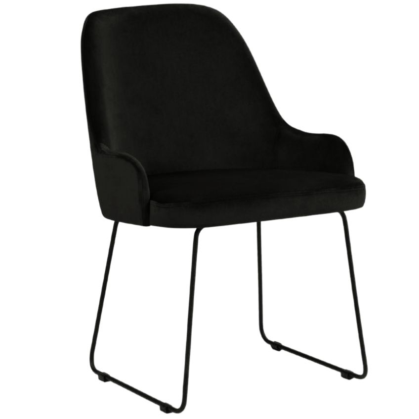 Černá sametová jídelní židle MICADONI OLIVINE MICADONI