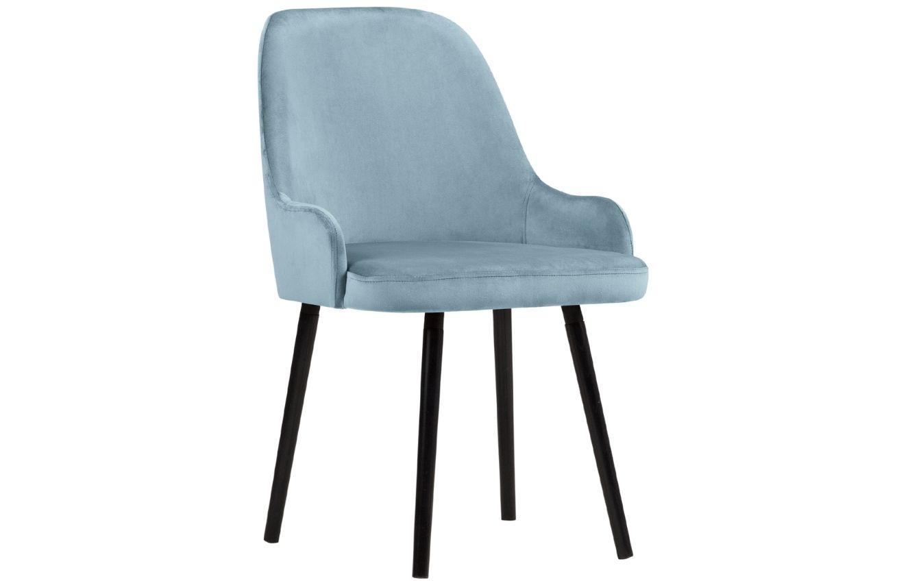 Světle modrá sametová jídelní židle MICADONI FLINT MICADONI