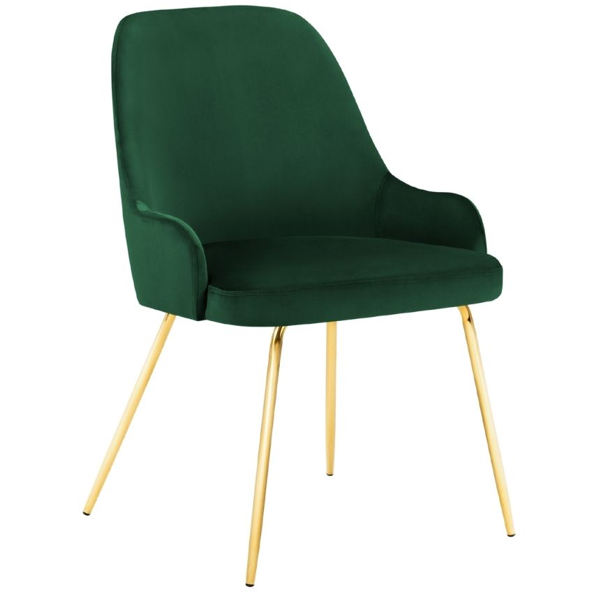 Tmavě zelená sametová jídelní židle MICADONI CADIZ Micadoni