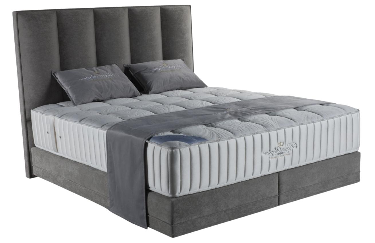 Šedé sametové čelo k posteli Royal Sleeper Baldur 180 cm Royal Sleeper