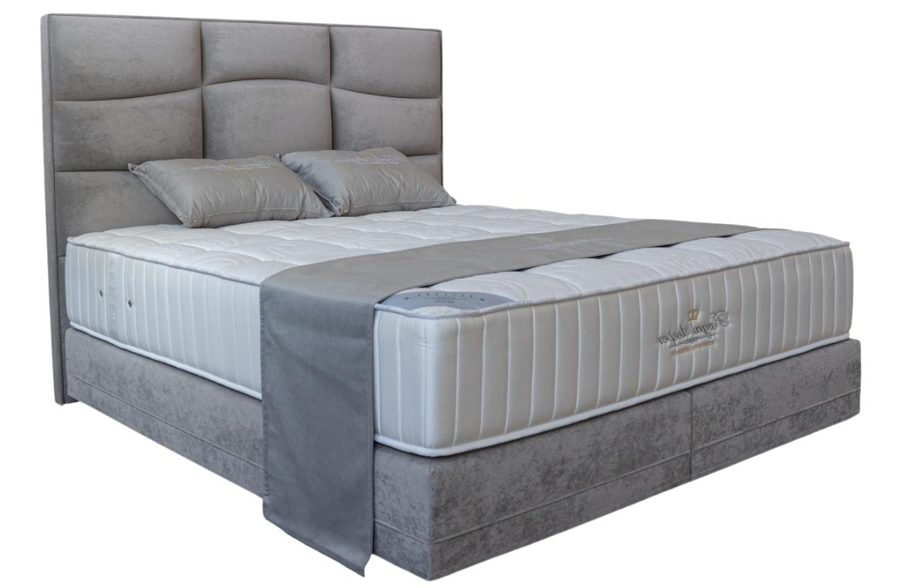 Šedé sametové čelo k posteli Royal Sleeper Saga 180 cm Royal Sleeper