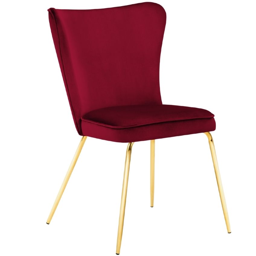 Červená sametová jídelní židle MICADONI ARI Micadoni