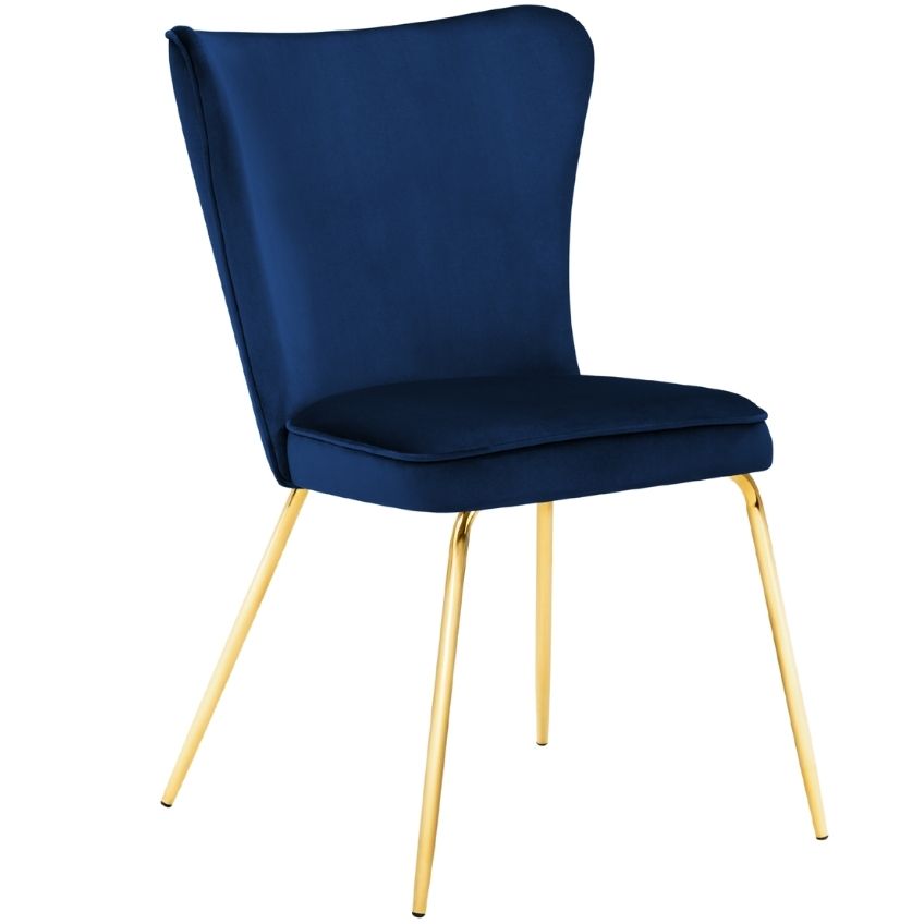Královsky modrá sametová jídelní židle MICADONI ARI Micadoni