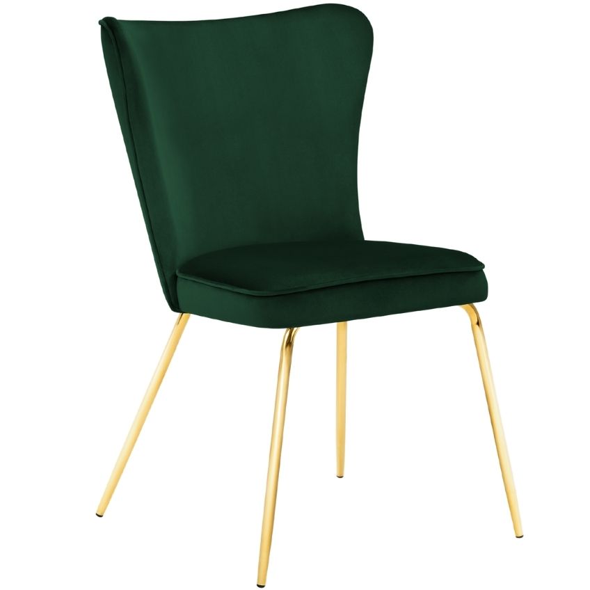 Tmavě zelená sametová jídelní židle MICADONI ARI Micadoni