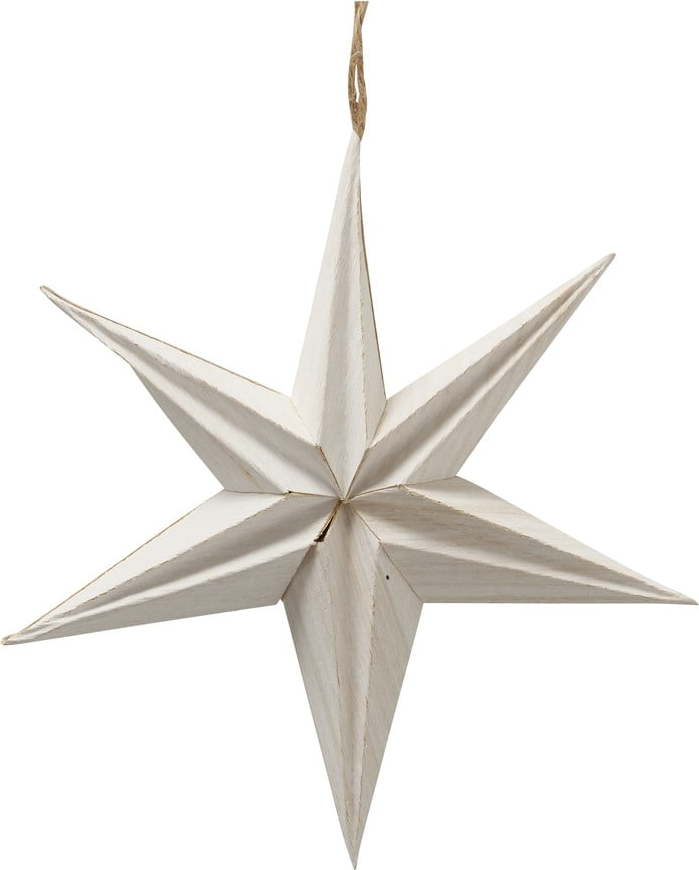 Bílá vánoční papírová závěsná dekorace ve tvaru hvězdy Boltze Kassia