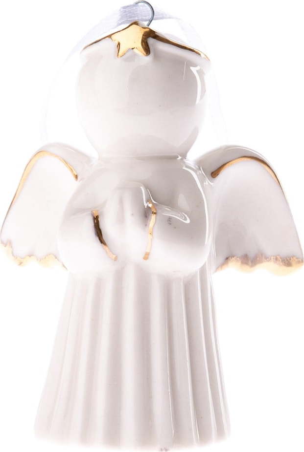 Bílý porcelánový závěsný anděl Dakls