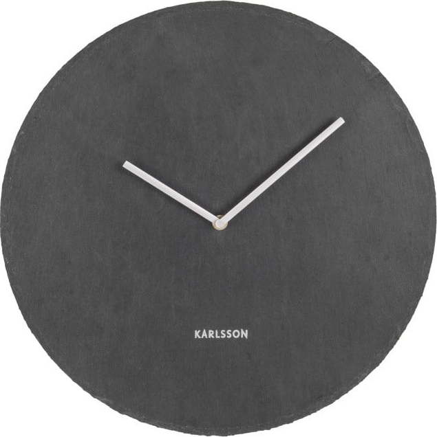 Černé nástěnné břidlicové hodiny Karlsson Slate
