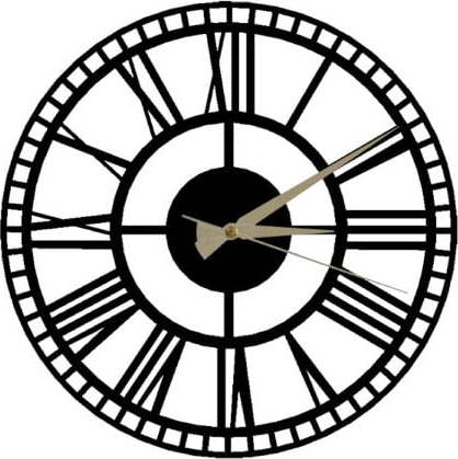 Černé nástěnné hodiny Roman Clock 2
