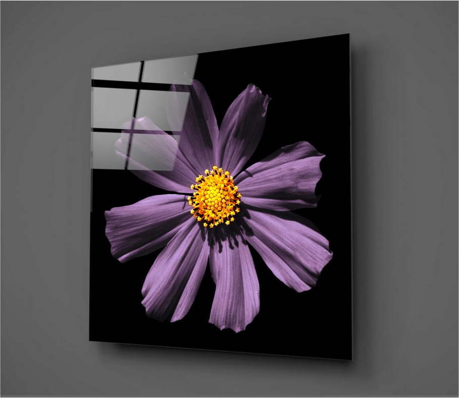 Černo-fialový skleněný obraz Insigne Flowerina