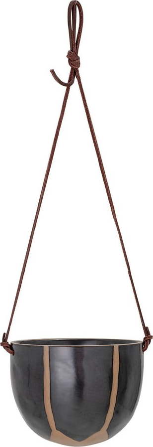 Černý závěsný kameninový květináč Bloomingville Hellan