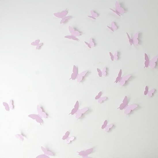 Sada 12 růžových 3D samolepek Ambiance Butterflies Ambiance