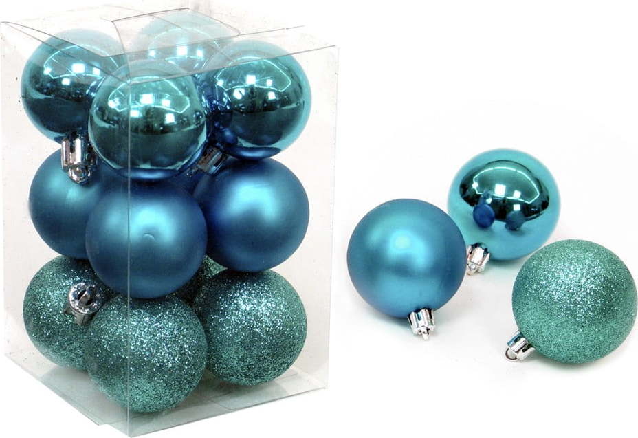 Sada 12 tyrkysových vánočních ozdob Unimasa Navidad