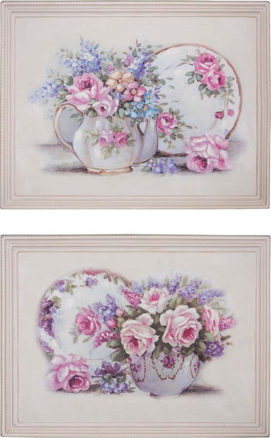 Sada 2 nástěnných obrazů Antic Line Fleurs